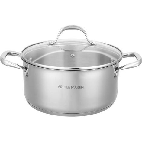 AM2513 Arthur Martin Olla de 28 cm con tapa – Acero inoxidable – Todos los fuegos incluido inducción (1/5)