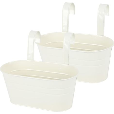 Lot de 2 pots ovales en fer pour jardinière suspendue, à suspendre au mur, à une fenêtre, sur une terrasse ou dans un jardin. (1/5)