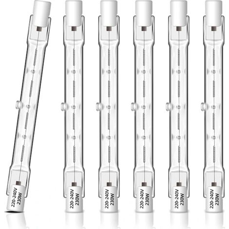 Ampoules halogènes linéaires R7S 118 mm, 240 W, dimmables, blanc chaud 2700 K, 4650 lm, pour projecteur, éclairage de bureau à domicile (lot de 6). (1/5)