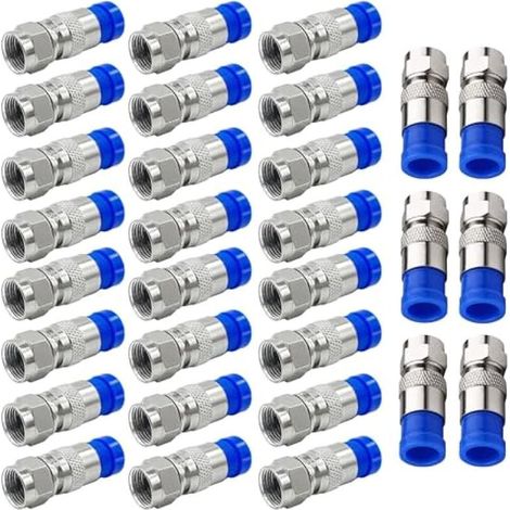 30 Pièces Adaptateur coaxial de connecteur de compression de type F RG6 (1/5)