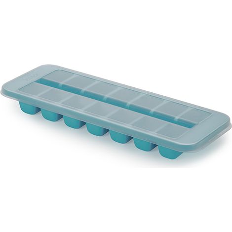 Bandeja para hacer cubitos de hielo de fácil extracción Joseph Joseph Flow (paquete de dos) – Sistema de llenado rápido sin salpicaduras, tapa apilable, capacidad para 14 cubos por bandeja, apta para 