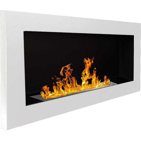 Camino a Bioetanolo Pedaso, Caminetto Capacità 0.75 lt, Superficie Riscaldabile 25 m2, Potenza (kw) 2.5, 90x12x40h cm Bianco
