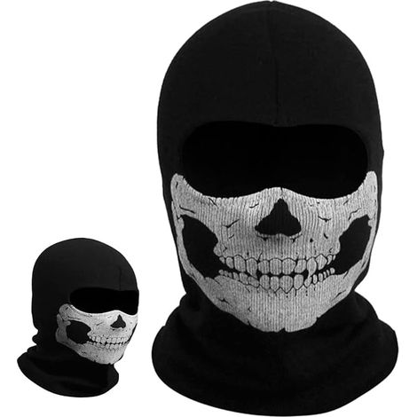 Masque de crâne fantôme taille unique Call Duty Mask Noir intégral Bike Sk (1/5)