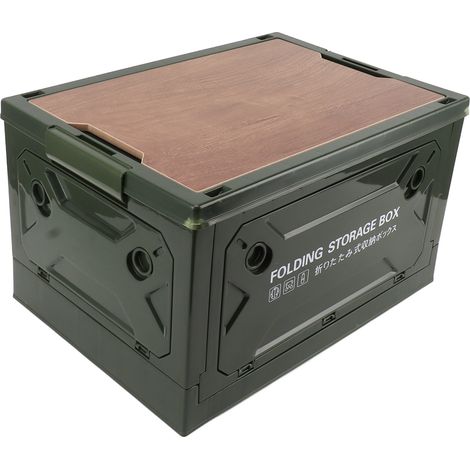 Boîte de rangement pliable pour le camping, étanche, à ouverture sur 5 côtés, avec système de poulie, idéale pour la voiture et les activités de plein air (vert). (1/5)