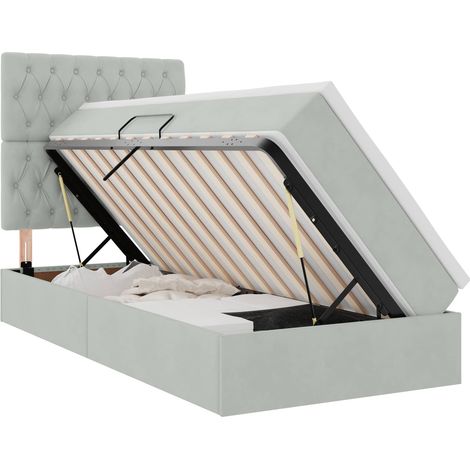 Maison Exclusive - Letto con contenitore LED e materasso Grigio Chiaro 90 x 190 cm