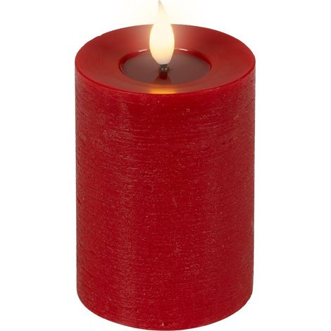 LED-Kerze rot Wachs Ø 7,5 cm H: 13,5 cm ww (1/4)