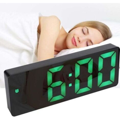 Réveil Numérique,Grand écran LED,Horloge de Surface Miroir avec Fonction Snooze et Connexion de Charge USB Réglable en Luminosité Réveil pour Chambre,Bureaux (1/5)