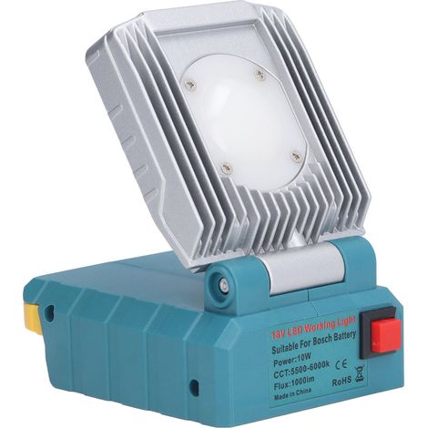 Lampe de chantier LED portable 10W pour batteries Bosch 14.4V 18V, éclairage d'atelier puissant