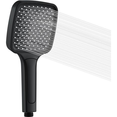 SUMERAIN Pommeau de douche carré noir à haute pression, Douchette économie d'eau avec trois types de jets (116 mm)