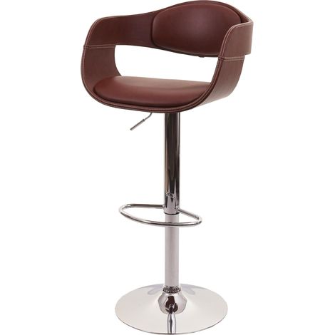 Sgabello sedia design elegante retrò HHG-637b acciaio cromato ecopelle marrone (1/5)