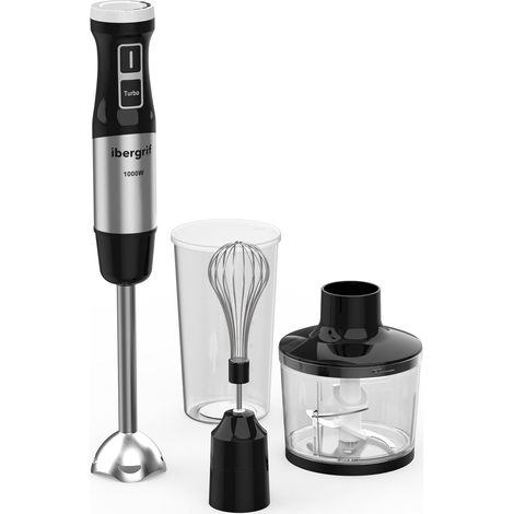 Mixeur plongeant 1000 W 4 en 1 en acier inoxydable (1/5)