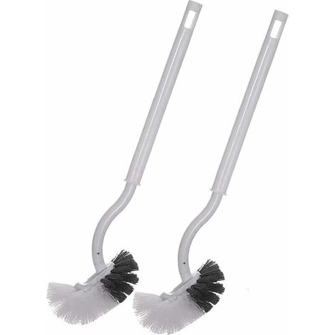 Brosse de toilette Brosse de toilette Brosse de toilette en plastique à long manche avec poils solides, utilisée pour le nettoyage des toilettes, nettoyage en profondeur, lot de 2 pièces, gri (1/5)