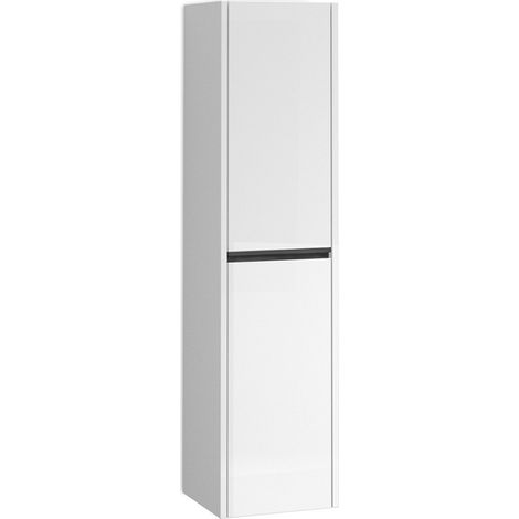 Columna Baño Suspendida 1 Puerta  140 x 34,9 x 32,2cm Blanco Brillo Tirador Negro (1/5)