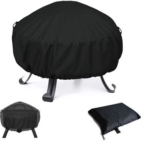 Housse de Protection pour BraséRos Barbecue ImperméAble Rond,Coupe-Vent, Housse brasero RéSistant à la DéChirure,Tissu Oxford 210D Housse pour Foyer Barbecue,Housses pour BraséRos 122x46cm (1/4)