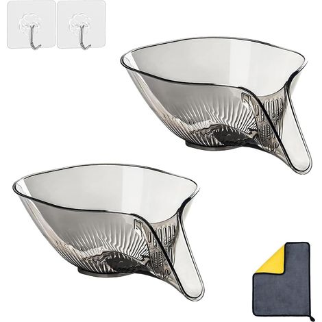 Cesta de drenaje multifuncional transparente con embudo para utensilios de cocina (paquete de 2) (1/5)