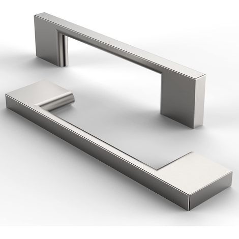 Möbelgriffe aus gebürstetem Edelstahl – 5-teiliges Set für Schubladen, Schränke und Küchen (silber, 96 mm Lochabstand) (1/4)