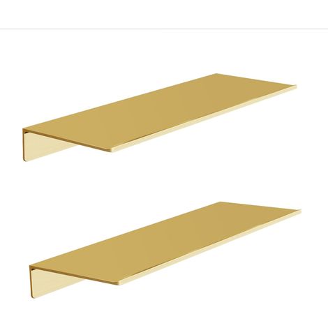 Set di 2 mensole a muro, organizer per doccia, finitura oro spazzolato, materiale metallico, adatte per la decorazione della parete (40 x 12 cm). (1/5)