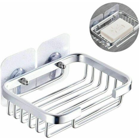 BUNTHAUS Seifenschale, Seifenschale für die Dusche, wandmontierte Seifenschale aus Edelstahl für Badezimmer und Küche, stark klebend, ohne Bohren, Silber (1/5)