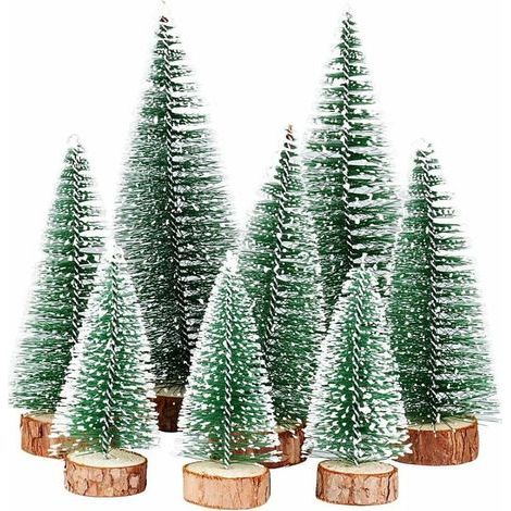 Altre decorazioni natalizie, 8 alberi di Natale artificiali, mini alberi di Natale, decorazioni da tavolo in miniatura per interni, mini alberi verdi, decorazioni da tavolo per le feste di Natale (1/5)
