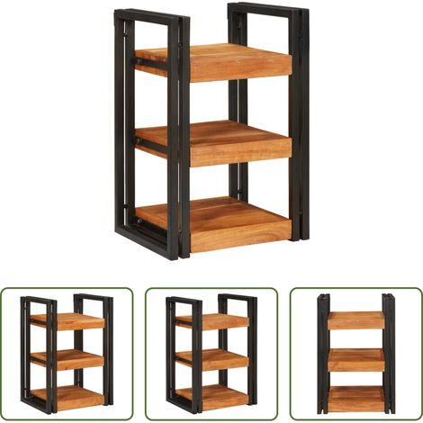 Schlafzimmer - Nachttisch Braun und Schwarz 38 x 33 x 58 cm Massivholz Akazie (1/5)