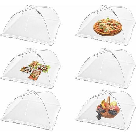 Lot de 6 cloches alimentaires pliables en maille – Protection anti-insectes et anti-mouches – Dimensions 43 x 43 cm – Pour barbecue et pique-nique (1/5)