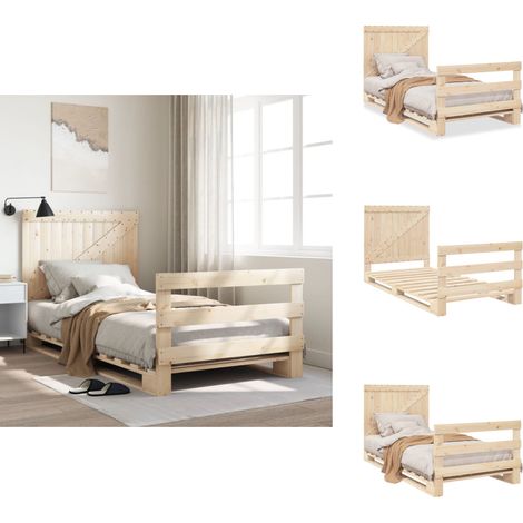 Cadre de lit sans matelas avec tête de lit 100x200 cm - Lit Double - Cadre De Lit - Lit En Bois - Lit Design - Literie (1/5)