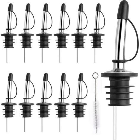 Lot de 12 becs verseurs effilés en acier inoxydable pour spiritueux, huile d'olive, vinaigre, vin, spiritueux, accessoires (1/5)