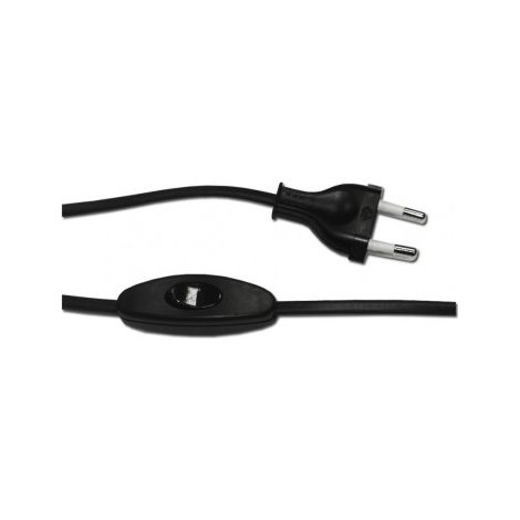 Conexión con Interruptor 3A 1,5m 2x0,75mm Manguera Plana Negra EDM