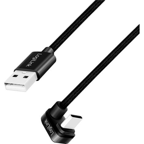 Cavo da USB 2.0 Type-C (180°) a USB-A, 1 m, in alluminio, nero, LogiLink CU0192