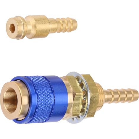 Raccord rapide M6 pour gaz et eau, compatible avec les torches de soudage MIG/TIG (bleu). (1/5)