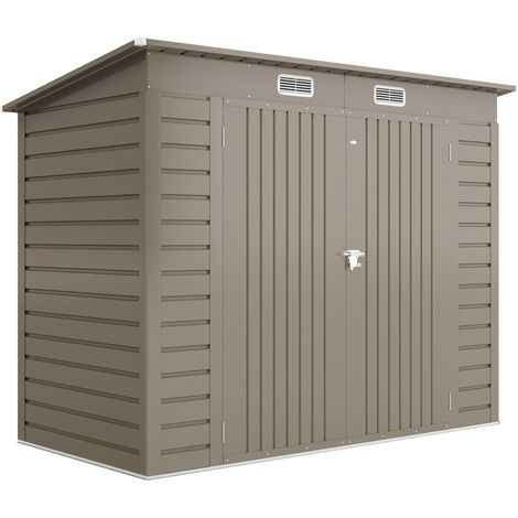 Metall gartenhaus mit doppelturen 249 x 121 x 183 cm hellgrau 211971761 211971761 (1/5)