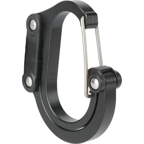 Robuster Aluminium-Schnellzieh-Karabiner in D-Form mit Sicherheitsschnalle für Klettern im Freien, schwarz (1/5)