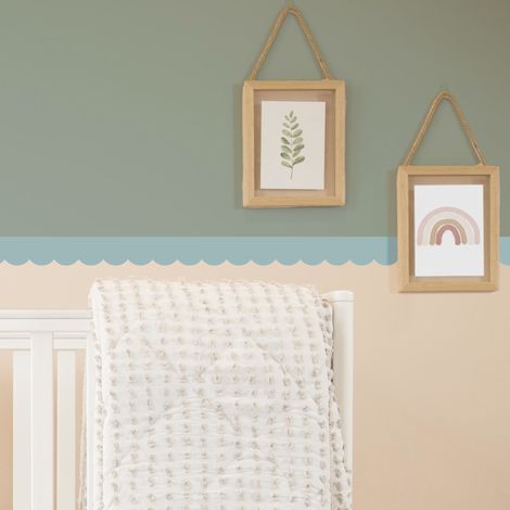 Frise décorative adhésive, festonnée bleu, bleu canard, feston, 9 cm X 300 cm (1/5)
