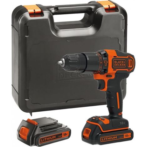 Kit Trapano Avvitatore a Percussione Black+Decker con 2 batterie e accessori BDCHD 18 S 2KA
