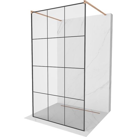 Mexen Kioto freistehende Duschwand 120 x 200 cm, schwarzes Muster 8 mm, gebürstetes Kupfer - 800-120 (1/5)