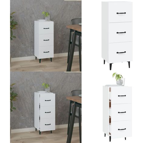 Sideboard Weiß 34,5x34x90 cm Holzwerkstoff - Schreibtisch - Wohnzimmermöbel - Sideboard Weiß - Holz Sideboard - Regal - Home & Living (1/5)