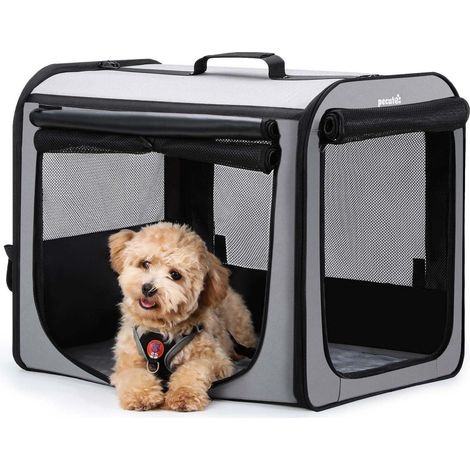 Faltbare Hundetransportbox 61x52x45 cm, atmungsaktiv, leicht zu reinigen, für Auto & Reisen (1/5)