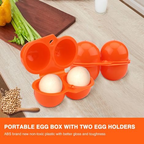 Boîte de rangement en plastique pour 2 œufs, idéale pour les pique-niques et le camping (orange) (1/3)