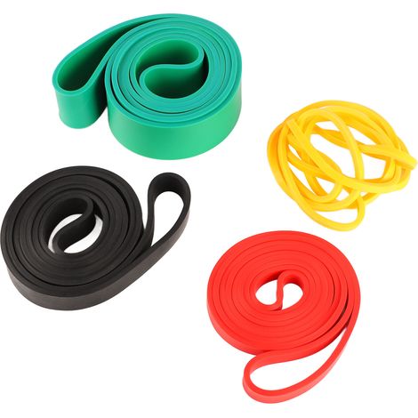 Lot de 4 bandes élastiques de résistance pour exercices de fitness, pour hommes et femmes, colorées. (1/5)