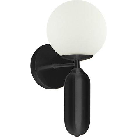 Applique minimalista nera sfera bianca E27 40W Aldeva Italux (1/2)