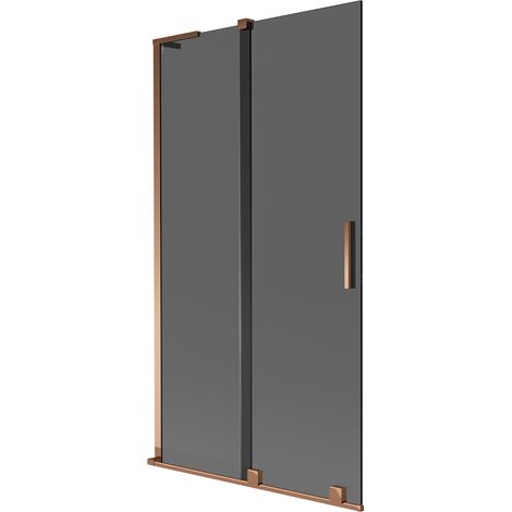 Mexen Velar L Badewannenfaltwand 2-flügelig, Schiebe, 100 x 150 cm, Graphit, Roségold - 896-100-003-41-60 (1/5)