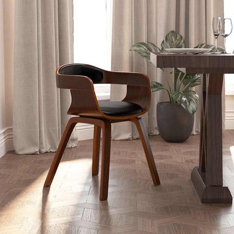 vidaXL Chaise à manger Noir Bois courbé et similicuir (1/5)