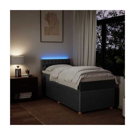 Sommier Snowco (matelas inclus), gris foncé, 80 × 200 cm, tissu, tissu doux et respirant, pour chambre, confort quotidien, assemblage rapide (1/5)