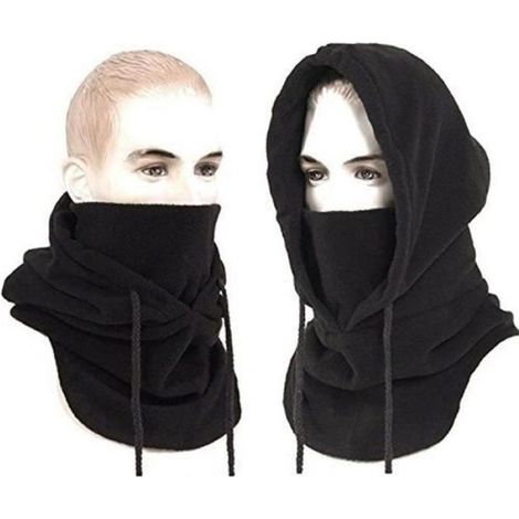 Balaclava Chapeau,Cagoule Ski en Polaire Multifonction,pour Temps Froid Ski Outdoor,Moto,Montagne,Camping,Randonnée Hiver(Noir) (1/4)