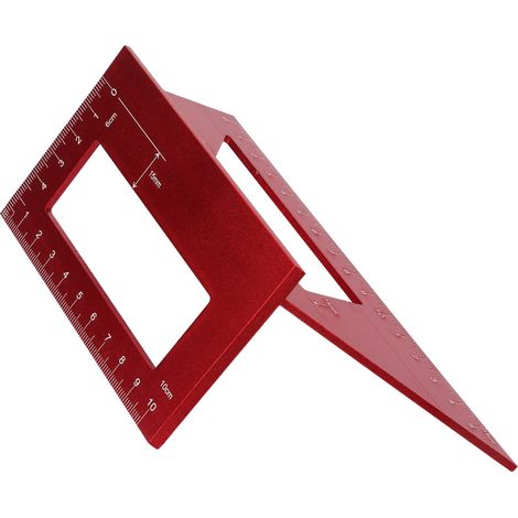 45/90 Grad Multifunktionaler Winkelmesser aus Aluminiumlegierung, Markierungslehre, Holzbearbeitungswerkzeug (Rot) (1/5)