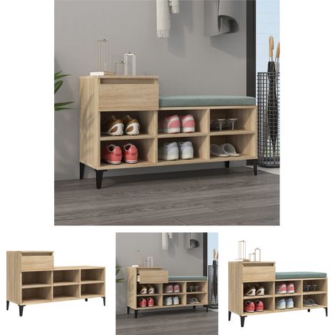 Schuhregal Metall - vidaXL Schuhregal Sonoma-Eiche 102x36x60 cm Holzwerkstoff - Schuhregal mit Fächern (1/5)
