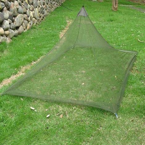Moustiquaire de camping 220 x 120 x 100 cm avec sac de rangement, moustiquaire de voyage légère et portable avec fermeture éclair, idéale pour la pêche, le camping (verte, sans fond) (1/5)