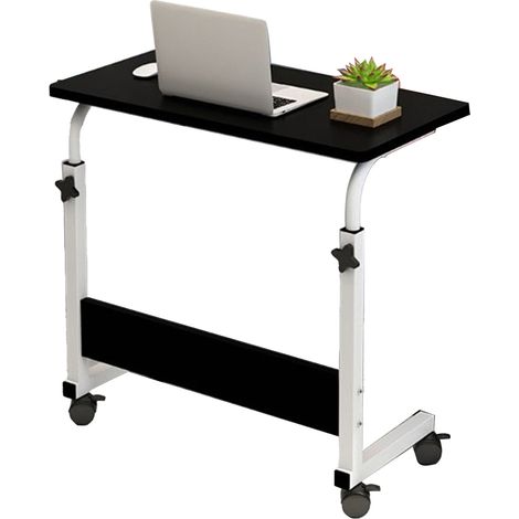 Tablette de chevet réglable 60x40cm, cadre en métal, table mobile pour ordinateur portable, canapé, maison, noir (1/5)