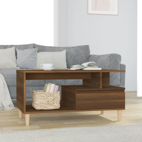 Couchtisch Braun Eichen-Optik 90x49x45 cm Holzwerkstoff (1/5)