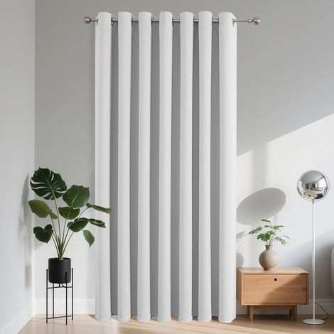 Rideau Occultant à Oeillets L132 x H158 cm 1 Pièce, Panneau de Rideau Court Intérieur Polyvalent pour Petit Fenêtre Baie-Vitrée Lucarne sous-Évier Buffet, Gris Blanc (1/5)